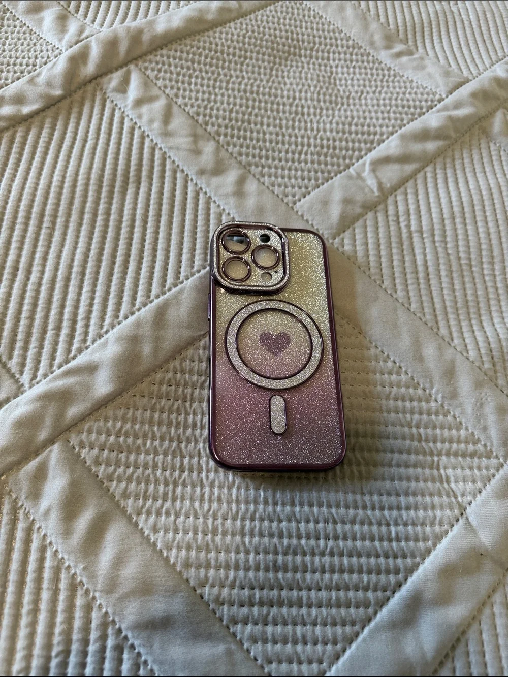 Glitter Pink Heart MagSafe-Compatible Phone Case